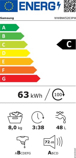 Samsung WW8NK52E3PW - Wasmachine - Voorlader - 1200 rpm - 72 dB - C Label — thumbnail 2