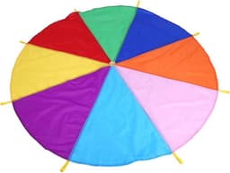 Parachutespel voor kinderteamwork - 8 handgrepen - 2 m diameter - regenboogkleuren — thumbnail 1