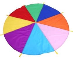 Parachutespel voor kinderteamwork - 8 handgrepen - 2 m diameter - regenboogkleuren