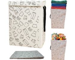 Trendx Store-Opbergmand kinderen - Speelgoedmand kinderen - wasmand opvouwbaar-Wasmand & Opbergmand Kinderkamer - Stijlvolle Kledingmand - 57L Wasmand