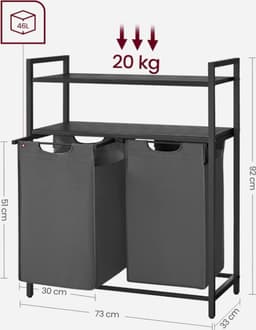 MIRA Home - Wasmand - Wassorteerder - Laundry Basket - 2x46 Liter - 73x33x92 — thumbnail 2
