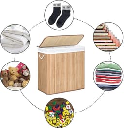 Wasmand - opbergmand - opbergdoos van bamboe - handgemaakte gevlochten mand - 150 liter — thumbnail 3