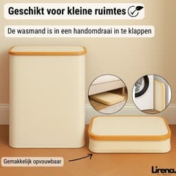 Lirena wasmand - drie vakken - opvouwbare wassorteerder - 3 in 1 wasmand - Beige — thumbnail 5