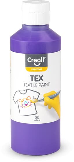 Creall Tex - Textiel- & Stoffenverf - Paars / Violet - 250ml - Machine wasbaar na fixatie - Voor T-shirts, jeans, schoenen, stoffen tassen, meubels en auto-interieurs/hemelbekleding - Gemaakt in NL - Glutenvrij — thumbnail 1