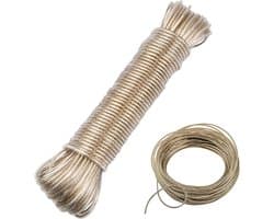 Waslijn 20 Meter Sterk met Stalen Kern - Scheurbestendige & Robuuste PVC Waslijn voor Buiten en Camping