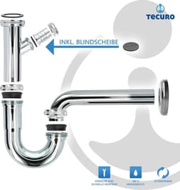 Buisvormige Sifon - Geurafsluiter - Afvoer Aansluiting - Met Apparaataansluiting - 32mm Buis 1 1/4 Inch - Roestvrij Staal — thumbnail 3