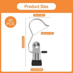 Wasknijpers Haken - Kleding Clips - Drogen Kleding - 360 Graden Draaibaar - 11 x 5 cm - Zilver — thumbnail 3