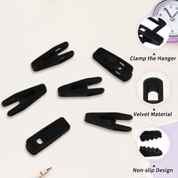 20-stuks Kledingklem - Ophangklem voor kleding - Fluweelzachte kledingklem - Multifunctionele kledingklem - Antislip en laat geen strepen achter - 7,1*2,2*2,2 cm - Geschikt voor broeken, overhemden, rokken, sokken, enz. - Zwart — thumbnail 4