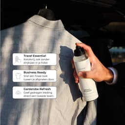 Monsor Wrinkle Releaser Spray - 2x 50ml Travel Size - Anti-Kreuk Spray & Textielverfrisser - Ontkreukt kleding zonder strijkijzer - Frist kleding op met frisse geur - Kreukspray voor onderweg - 99% natuurlijk, vegan & PFAS-vrij - Duo Pack — thumbnail 4