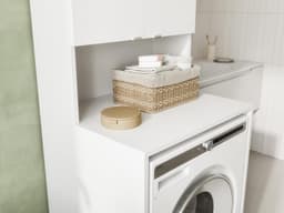 Hoge Kast voor Wasmachine en Wasdroger - Wit - 210 x 65 x 50/25 cm — thumbnail 5