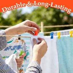 50 stuks - Was- en sokkenclips - Antislip kledingclips - Waslijnclips - Haken - Gekleurde clips - 5 kleuren - Zwart, rood, geel, blauw, groen - 2,8 cm - Gemakkelijk te organiseren - Tijdsbesparend — thumbnail 4