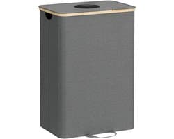 SONGMICS - Wasmand - Flessencontainer 100 L - Recyclingbak met Deksel en Binnenzak - Voor Keuken