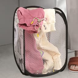 Pop Up Laundry Basket Pack of 2 - Foldable with Mesh - 30 x 30 x 48 cm - Handles - Fabric Basket for Deposit Bottles Collection — thumbnail 5