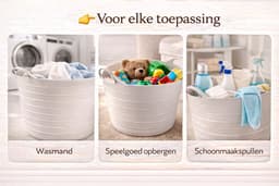 Wasmand / Opbergemmer 25L Lichtgrijs – Kunststof Emmer met Handgrepen – Multifunctionele Opbergbak voor Was, Speelgoed & Huishouden – Ø38 x 34 cm — thumbnail 3