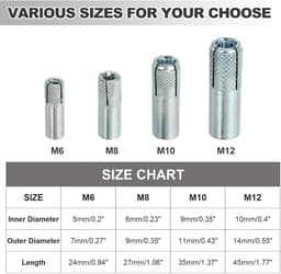 Inslagganker Bouten - Bevestigingsanker - Beton Verankeren - Verzinkt Koolstofstaal - M10 11mm Gat - Zilver — thumbnail 5