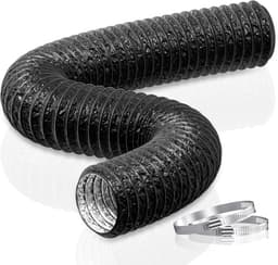 100mm Afvoerslang - 6m Flexibel PVC Aluminium Geluidsgeïsoleerd - Ventilatieslang voor Droger, Mobiele Airco, Groeitent - Zwart - 1 Stuk — thumbnail 1