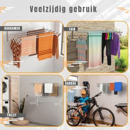 SVN® Wanddroogrek Inklapbaar - Wanddroogrek - Zilver - ‎80cm x 100cm x 14cm — thumbnail 5