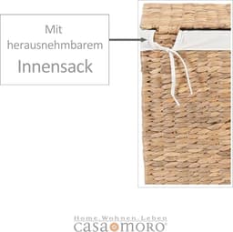 Handgemaakte Wasmand met Deksel - Grote Zeegras Opbergmand - Inclusief Wastrommel en Katoenen Binnenvoering — thumbnail 2