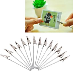 50 Stuks Metaaldraad Alligator Clips Lange Staart Metalen Sluiting voor Foto Kaarthouder Display — thumbnail 4