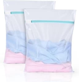 Waszakken - 2 Stuks - Tas Wasnetten - Polyester - Met Rits - Wasnetten - Waszakken voor Wasgoed - Kledingzak voor wasmachine-opslag - Bescherm je Wasgoed en Wasmachine - 60x60 cm - Wit — thumbnail 1
