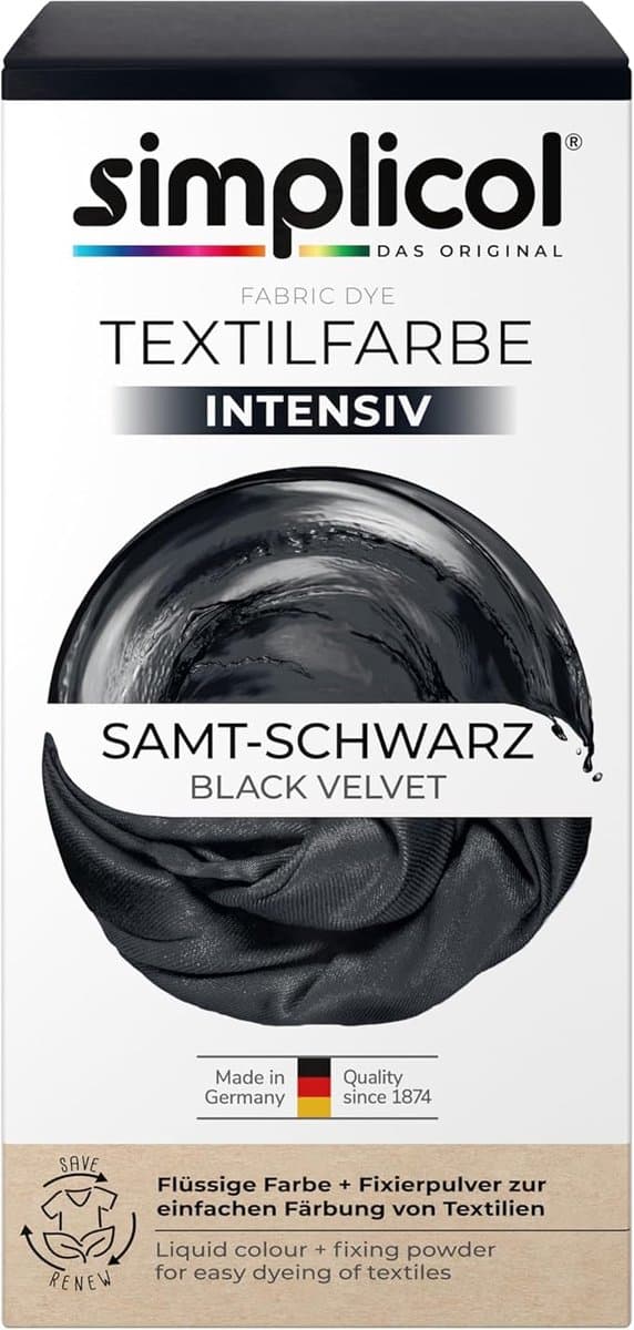 Simplicol Intensive Textielverf, Velvet Black, All-in-1, Full Pack, 399 g — afbeelding 1