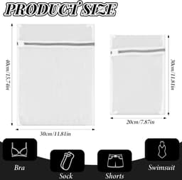 Waszakken voor fijne was - Set van 4 stuks met ritssluiting - Duurzaam en praktisch - Ideaal voor reizen, wasmachine en fijne kleding - 40 x 30 cm en 30 x 20 cm — thumbnail 5