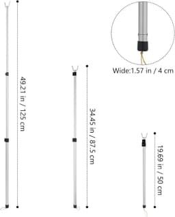 Kleding Droog Pool - Waslijn Staaf - Binnen en Buiten - Telescopisch Verstelbaar - 125cm Lengte - Zilver — thumbnail 5