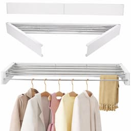 FitFusionHome Wanddroogrek – Droogrek - Inklapbaar Droogrek - Wasrek Hangend - Uitschuifbaar - Muurdroogrek - 4m Drooglengte - 80 cm - 4m Drooglengte - Wit — thumbnail 1