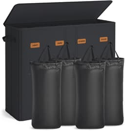 ELYSIVM Wasmand - Wasmand met 4 vakken - Wasmand met deksel - incl. 5 labels - Uitneembare wasbare binnenzak - 210 L - tot 20 kg - 84x33x75cm - Grijs — thumbnail 2