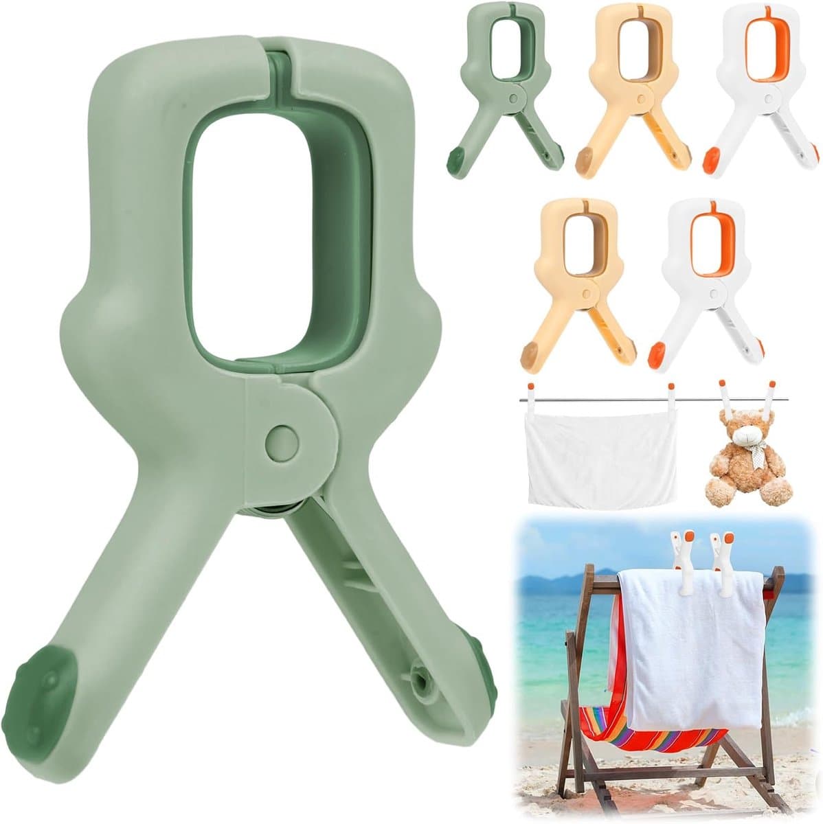 Strandhanddoekclips - 6 Stuks - Handdoekknijpers - Handdoek clips - Clips - Grote wasknijpers - Badlaken knijpers - Strandlaken knijpers - Handdoekknijpers groot - Anti windknijpers — afbeelding 1