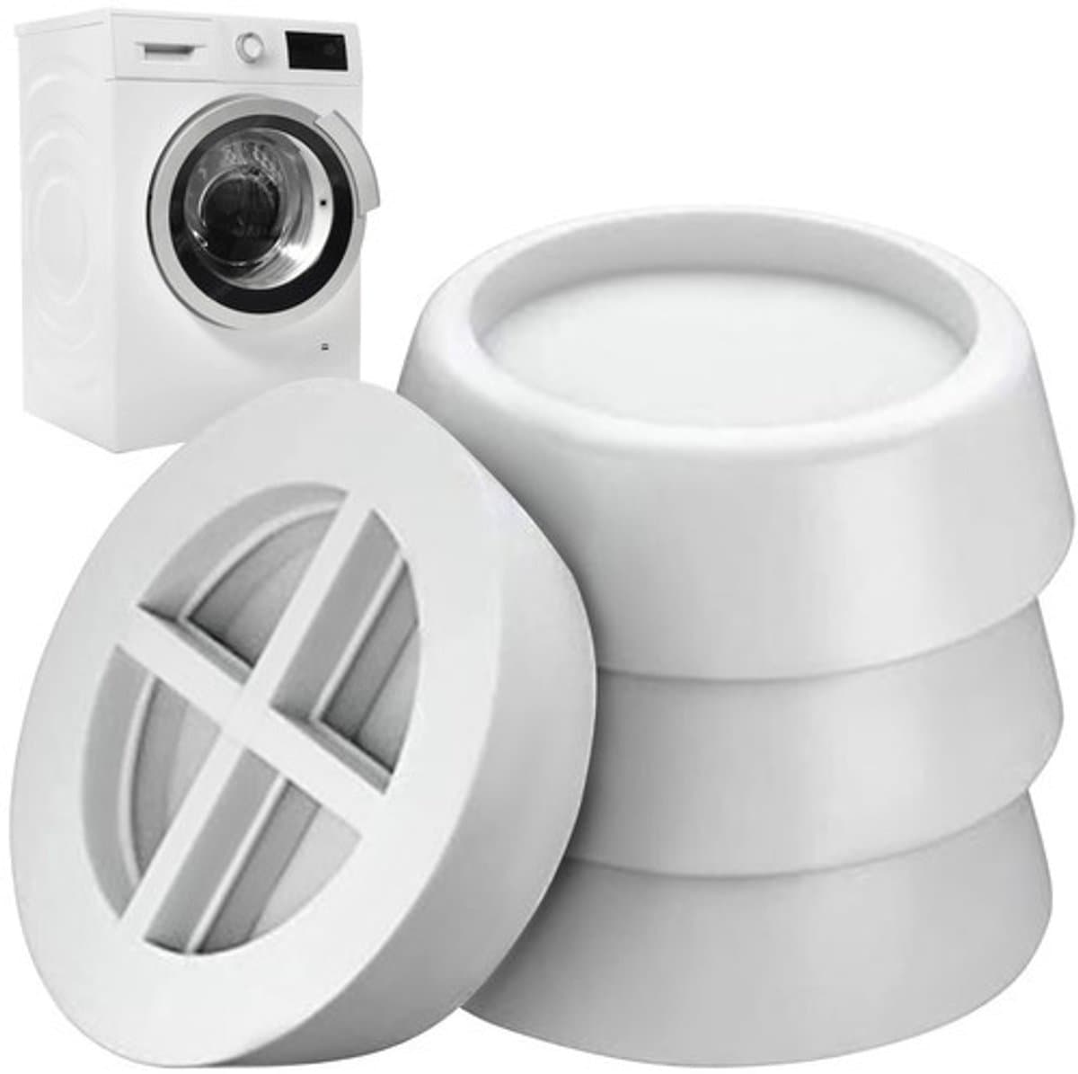 Trillingsdempers wasmachine – Set van 8 stuks – Wit – Voetjes wasmachine & droger – Wasmachine demper – Anti trillings / vibratie dempers pads – Antislip rubber – Trillingsmat – Antislipmat - Schokdempers wasmachine — afbeelding 1