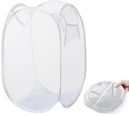 Waszak - Opvouwbaar - 30 X 30 X 58 Cm - Wasmand - Wassorteerder - Laundry Bag - Waszak Groot - Waszakken Voor Wasgoed - Waszakjes Groot - Waszakken - Waszakje Lingerie - Wasnet - Wit — thumbnail 1