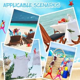 Draagbare wasknijpers voor strandligstoel - 8 stuks unieke dierenvormen - Sterke hechting - Kleurrijke en duurzame ABS-kunstofklemmen - Handdoeken deken jas kleding — thumbnail 3
