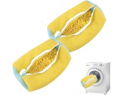 WNHB® Schoenwaszak met 360 Graden Reinigingsborstel - Herbruikbaar Wasnet voor Schoenen - Beschermhoes voor Wasmachine - Geel — thumbnail 1