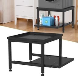 Wasmachine Verhoger Met Uitschuifbare plank - Wasmachine opbouwmeubel - Wasmachine Sokkel - 63x54x45.5cm - Zwart — thumbnail 1