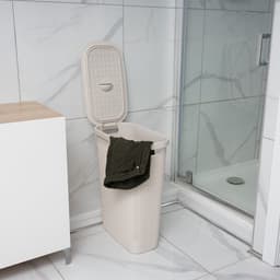 Wasmand 'Hessian' - 40 Liter - Wasbox met deksel - Crème - Ventilerend — thumbnail 4