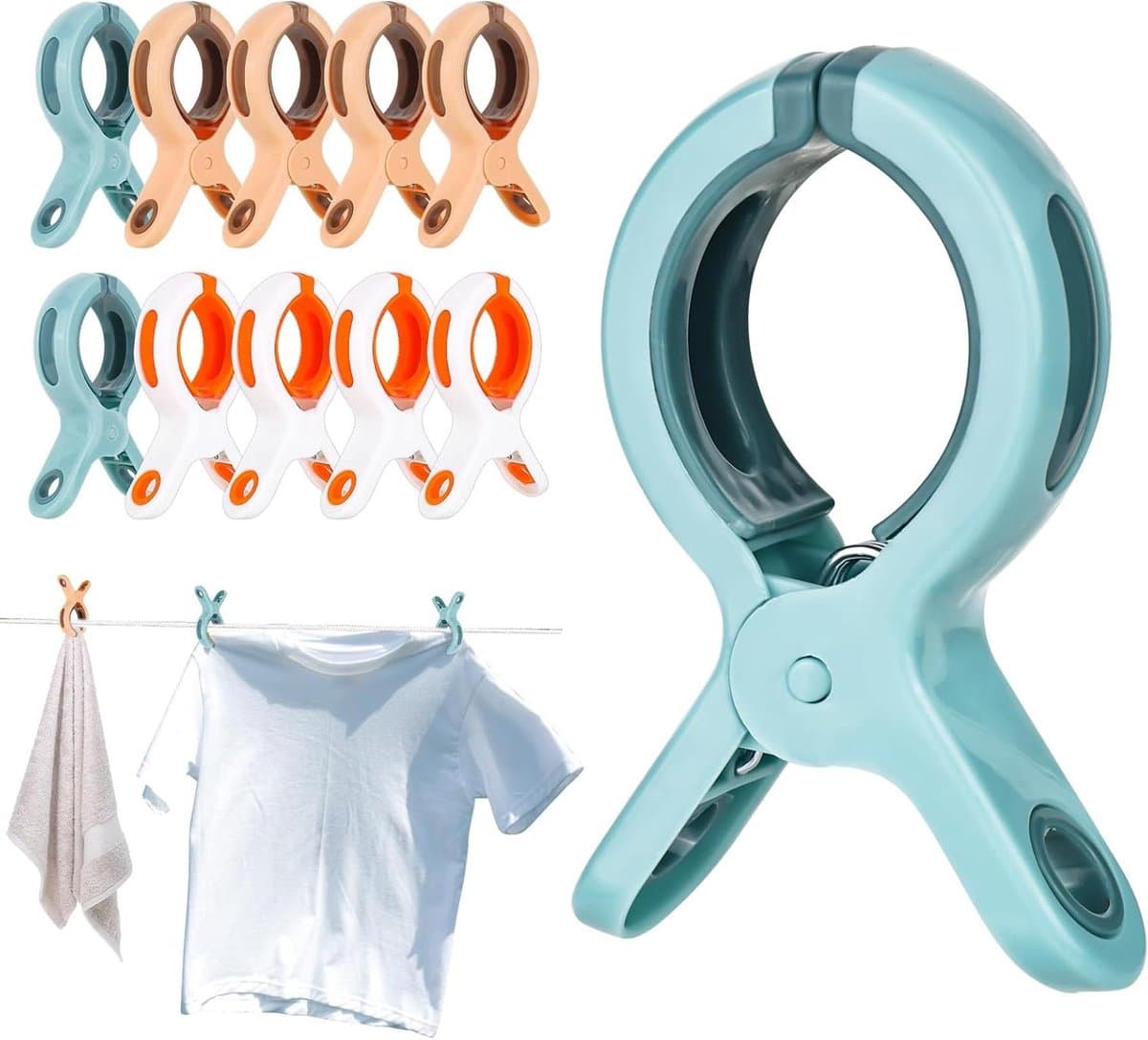 Allecto Plus - Handdoekklemmen voor strandstoelen - Set van 8 - Winddichte strandhanddoekklemmen - Voor dagelijks gebruik - Badhanddoekklemmen - Geschikt voor strandhanddoeken, badhanddoeken, beddengoed en dikke kleding — afbeelding 1