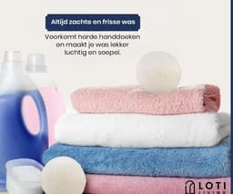 Loti Living Drogerballen Wit - 6 Wasdrogerballen - 100% Schapenwol - Droogballen met Opbergzak — thumbnail 3