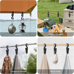 Multifunctionele Camping Klemhaken - 4 Stuks Zwart voor Wasgoed en Lichten — thumbnail 4