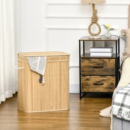 HOMCOM-Wäschekorb-Bambus-54,2L x 35,2B x 59,5H cm-Naturholz — thumbnail 2