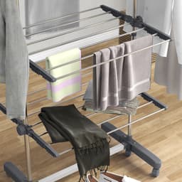 HOMCOM-Wäscheständer-Edelstahl, ABS-142L x 55B x 172H cm-Grau — thumbnail 3