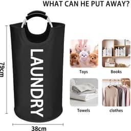 GOODEVN Premium 3-in-1 Wasmand - Opvouwbare Wassorteerder (90L) Waszakken | Zwarte Moderne Design | Voor Wit, Kleur & Delicaat Wasgoed — thumbnail 2
