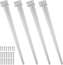 NAIZY 4x Grondhul Paalhouder L-vormige met 70 cm lange puntige L-paalsteun voor het inslaan van grondankers grondhulzen voor houten palen, Zilver — thumbnail 1