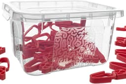 KADAX Wasknijpers, 50 x knijpers van robuuste kunststof, kleurrijke sokklemmen, windbestendige klemmen voor binnen en buiten (rood) — thumbnail 5