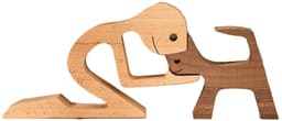 Houten beeldje - Natuurlijk hout - Beeld - Decoratief - Hout - Man - Kat– B05 — thumbnail 1