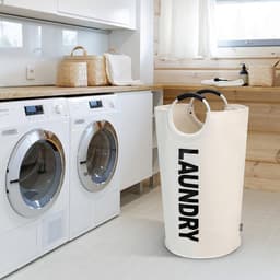Wasmand-inklapbare wasmand-opbergmanden-camping wasmand-Grote wasmand 115L - Opvouwbare waszak - Onafhankelijke wasmand met hoge voet - Opvouwbare wasemmer -Slijtvast en eenvoudig te reinigen-Waterdicht en geurbestendig-gebroken wit — thumbnail 2
