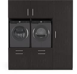 Wasophoogte® Wasmachine Kast Kyoto - Wasmachine verhoger - Wasmachine ombouw - 700(D)*1930(B)*2110(H) mm - Zwart — thumbnail 1