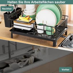Compact droogrek - omgekeerde afvoer, keukenorganizer - zwart — thumbnail 3