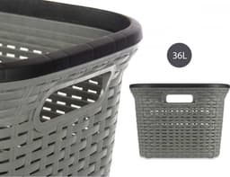 Eleganca Wasmand – Wasbox organizer – Kunststof – 53 x 36 x 25 cm – 36 Liter – Grijs/Zwart — thumbnail 2