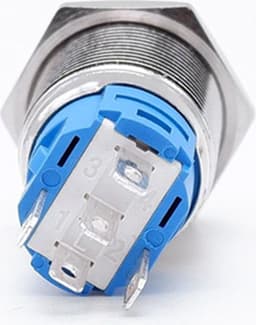 12V/24V Metalen Power LED druk schakelaar 16mm angel eye Self-locking met Kabel — thumbnail 3